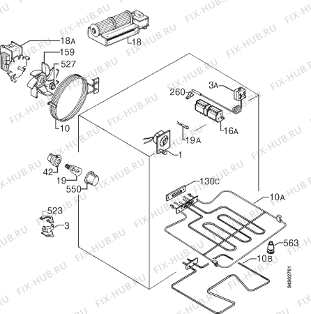 Взрыв-схема плиты (духовки) Zanussi ZHC741PN - Схема узла Electrical equipment 268